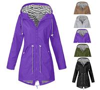 Giacca a righe da donna giacca impermeabile da esterno a righe giacche foderate a righe tinta unita casual cappotti antivento con cerniera completa capispalla vestibilità ampia giacche a vento