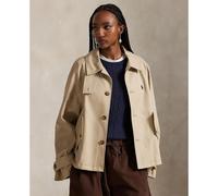 Giacca a trapezio abbottonata in cotone Beige XS Tinta unita