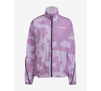 adidas Donna Terrex Multi Printed Wind Jacket, Preloved Purple/Powder Plum, XL