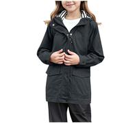 Giacca A Vento Bambini Con Cappuccio Impermeabile Leggero Antivento Cappotto Autunnale Primaverile Con Tasche Cappuccio Regolabile Casual Per Attività Esterne Quotidiane (Dark Gray, 11-12Years)