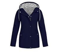 Giacca a vento da donna autunnale e invernale a scacchi con cappuccio tre in uno due pezzi giacca da alpinismo e giacca a vento leggera da donna, Blu, 3XL