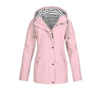Giacca a vento da donna autunnale e invernale a scacchi con cappuccio tre in uno due pezzi giacca da alpinismo e giacca a vento leggera da donna, rosa, 3XL