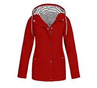 Giacca a vento da donna autunnale e invernale a scacchi con cappuccio tre in uno due pezzi giacca da alpinismo e giacca a vento leggera da donna, Rosso, 3XL