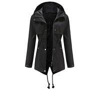 Giacca a vento da donna con cerniera a maniche lunghe con cappuccio e cerniera all'aperto Giacca Escursionismo Leggera (Black, L)