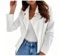 Giacca a vento da donna foderata in pile, impermeabile, con cappuccio regolabile, leggera, ripiegabile, per viaggi, primavera, estate, taglie S-XXL (bianco, L)