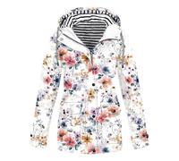 Giacca a vento da donna, leggera, a righe, impermeabile, antivento, con cappuccio, morbida, leggera, da trekking, casual, giacca softshell, Rosa acceso., m