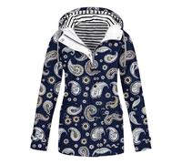 Giacca a vento da donna, leggera, a righe, impermeabile, antivento, con cappuccio, morbida, leggera, da trekking, casual, giacca softshell, Blu marino, XL