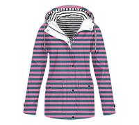 Giacca a vento da donna, leggera, a righe, impermeabile, antivento, con cappuccio, morbida, leggera, da trekking, casual, giacca softshell, Lilla, xxl