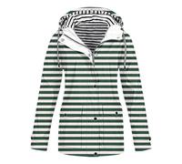 Giacca a vento da donna, leggera, a righe, impermeabile, antivento, con cappuccio, morbida, leggera, da trekking, casual, giacca softshell, verde, s