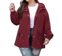 Giacca a vento da donna, leggera, con cappuccio, per attività all'aperto, escursioni, viaggi, tutti i giorni in primavera, Colore: rosso, 5XL