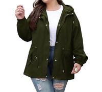 Giacca a vento da donna, leggera, con cappuccio, per attività all'aperto, escursioni, viaggi, tutti i giorni in primavera, verde, 5XL