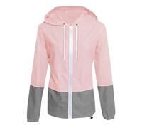 Giacca a vento da donna, leggera, impermeabile, per donna, con cappuccio, impermeabile, casual, vestibilità normale, giacca da sci, elegante giacca softshell per attività all'aria aperta, comoda