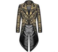 Giacca a vento da uomo, stile punk, steampunk, gotico, con stampa broccato e maniche lunghe, progettata per il clima più fresco (XL oro)