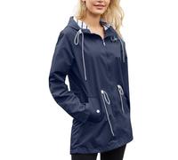 Giacca A Vento Donna,Giacca Impermeabile con Cappuccio Da Donna, Antivento, Taglie Forti, Leggera, Midi, Completamente Foderata, Trench Da Trekking All'Aperto con Tasche, Soprabito Blu Scuro 5Xl