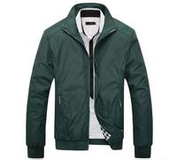Giacca a vento leggera da uomo, casual, con colletto alla coreana, con cerniera intera, per primavera e autunno, capispalla da viaggio con tasche multiple (verde, XL)
