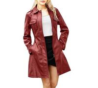 Giacca a vento midi in pelle da donna trench/cappotto da donna nero classico, media lunghezza, in vera pelle Donne in pelle Trench Coat Giacca monopetto Marrone Cappotto lungo in ecopelle