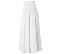 Giacca a vento Pantaloni da donna Primavera ed estate a vita alta allentati Slim Medio Pantaloni da donna a nove punti Culottes Casual Swing Pantaloni per le donne Lavoro Casual Alto, bianco, L