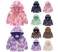 Giacca a Vento Unisex-Bambini Cappotto Stampa di Cartoni Animati Giacche Impermeabile Antivento Giacca con Cappuccio Ragazze Ragazzi Coat Cerniera Jacket Autunno Inverno Giubbotto per Attività