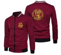 Giacca a Vento Uomo Co.Bra Kai, Jacket a Vento Motociclista Full Zip con Logo, Giaccone Retro MOD Unisex - Adulto, per Autunno -Red||L