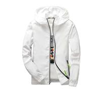 Giacca A Vento Uomo Estiva Giacca Primaverile Uomo Con Cappuccio Traspiranti Taglia Forte Cappotto Manica Lunga Tasche Laterali Con Cerniera Tinta Unita Coreana Giubbotto Per Attività All'Aperto