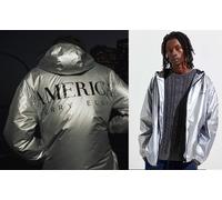 Giacca Anorak Metallica Argento Perry Ellis America, Taglia L