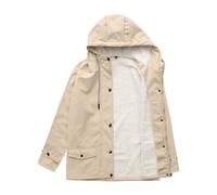 Giacca antipioggia abbigliamento impermeabile donna lavoro cappotti con cappuccio antivento escursionismo con tasche, beige, XX-Large