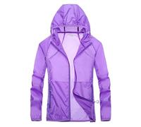 Giacca Antipioggia ad Asciugatura Rapida, Impermeabile, da Pesca, Unisex, for Esterni, con Protezione Solare, Leggera e Traspirante, Donna, Giacca a Vento(Purple,2XL)