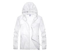 Giacca Antipioggia ad Asciugatura Rapida, Impermeabile, da Pesca, Unisex, for Esterni, con Protezione Solare, Leggera e Traspirante, Donna, Giacca a Vento(White,2XL)