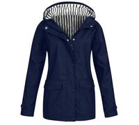 Giacca antipioggia da donna 2025 autunno leggero impermeabile impermeabile giacca a vento trench con cappuccio all'aperto, Marina Militare, XL