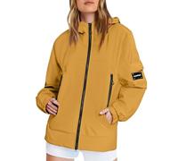 Giacca antipioggia da donna con cappuccio impermeabile Plus Size cappotto impermeabile da viaggio all'aperto giacca a vento leggera, 1B-Giallo, M
