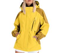 Giacca antipioggia da donna con cappuccio leggera Plus Size Impermeabile lungo 2025 Giacca a vento esterna impermeabile, 1A-giallo, XXL