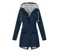 Giacca antipioggia da donna, impermeabile, con cappuccio, leggera, casual, per autunno e inverno, taglie forti, Marina Militare, L