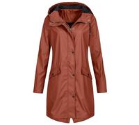 Giacca antipioggia da donna impermeabile impermeabile per esterni leggera giacca a vento impermeabile lunga con cappuccio trench, cachi, XXL