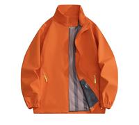 Giacca antipioggia da donna, impermeabile, leggera, per taglie forti, giacca a vento da viaggio per attività all'aperto, tinta unita, comodo cappotto capispalla, 1A-Arancione, 4XL