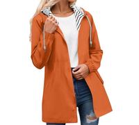 Giacca antipioggia da donna in tinta unita, foderata a righe, leggera, impermeabile, softshell, giacca traspirante per primavera, autunno, giacca con cappuccio e zip