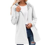 Giacca antipioggia da donna in tinta unita, foderata a righe, leggera, impermeabile, softshell, giacca traspirante per primavera, autunno, giacca con cappuccio e zip