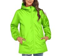 Giacca antipioggia da donna, leggera, antivento, per campeggio, ciclismo, corsa, escursionismo, con tasche, 1b-verde, XL