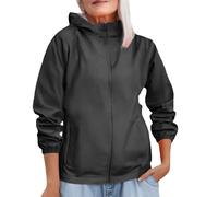 Giacca antipioggia da donna, leggera, antivento, per campeggio, ciclismo, corsa, escursionismo, con tasche, 1A-nero, 7XL
