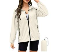 Giacca antipioggia da donna, taglie forti, lunga e leggera, con cappuccio, impermeabile, con cerniera e tasche.