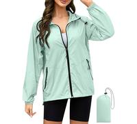 Giacca antipioggia da donna, taglie forti, lunga e leggera, con cappuccio, impermeabile, con cerniera e tasche.