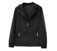 Giacca antipioggia da uomo 2025 da donna, leggera, con cappuccio, giacca a vento, ripiegabile, con tasche e tasca, Nero , 5XL