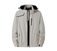 Giacca antipioggia da uomo, impermeabile, traspirante, softshell da uomo, taglia 3 pezzi, giacca impermeabile con cappuccio, vestibilità normale, antivento, per le mezze stagioni, basic, bianco, XXXXL