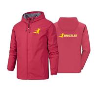Giacca antipioggia da uomo per Bruce Lee Giacca antivento impermeabile con cerniera intera impermeabile da lavoro per attività all'aperto da corsa ciclismo pesca con tasca, red-3x_l