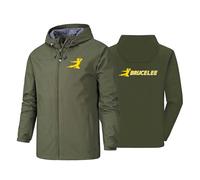 Giacca antipioggia da uomo per Bruce Lee Giacca antivento impermeabile con cerniera intera impermeabile da lavoro per attività all'aperto da corsa ciclismo pesca con tasca, green-x_l