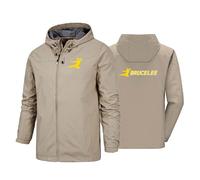 Giacca antipioggia da uomo per Bruce Lee Giacca antivento impermeabile con cerniera intera impermeabile da lavoro per attività all'aperto da corsa ciclismo pesca con tasca, khaki-x_l