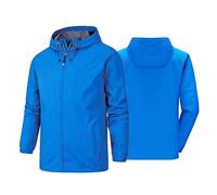 Giacca antipioggia da uomo per Bruce Lee Giacca antivento impermeabile con cerniera intera impermeabile da lavoro per attività all'aperto da corsa ciclismo pesca con tasca, blue-3x_l
