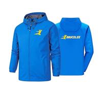 Giacca antipioggia da uomo per Bruce Lee Giacca antivento impermeabile con cerniera intera impermeabile da lavoro per attività all'aperto da corsa ciclismo pesca con tasca, blue-x_l