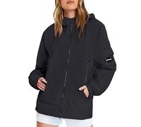 Giacca Antipioggia Donna Antivento Giacche Impermeabili con Cappuccio Trekking Sportiva Leggera Giacca a Vento Mezza Stagione Parka Giacchetto Antipioggia Pioggia per All'aperto Campeggio Viaggio