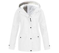 Giacca Antipioggia in Peluche da Donna Felpe con Cappuccio Casual Giacche a Giacche da Viaggio a Maniche Lunghe Giacca E Pantaloni Eleganti Donna Taglie Forti (White, M)