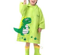 Giacca antipioggia per bambini, compatta, ripiegabile, impermeabile, con cappuccio, con borsa per il trasporto, dettagli riflettenti, per 3-13 anni, Verde, 3-5 Years